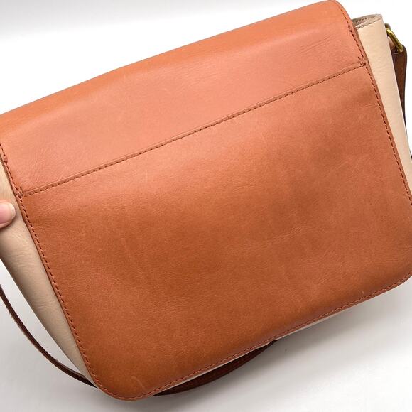 MADEWELL The Abroad Shoulder Bag Colorblock Edition Tan Leather Medium Large - Picture 7 of 16